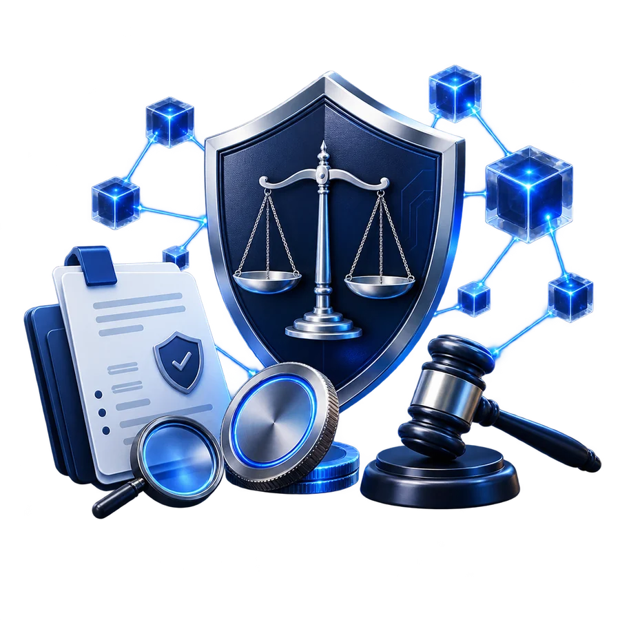 Legal, compliance and blockchain evidence coordination illustration